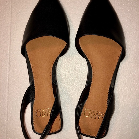 SARTO BY FRANCO SARTO — BLACK, POINTY TOW SLINGBACK FLATS - Picture 9 of 13